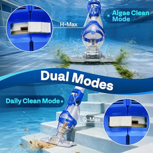 VIVOHOME 1140GPH Handheld Pool Vacuum Cordless Cleaner Powerful 40W Motor Suction Long-Run 75min Battery, 2.6L Visible Filter, Adjustable 8.2FT Pole for Above Ground & In-Ground Pools