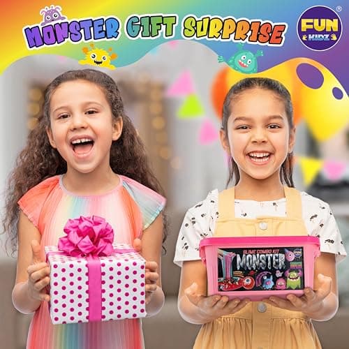 Halloween Toy Monster Slime Kit for Girls Ages 6-12, FunKidz Glow in Dark Slime Making Kit for Kids Make Soft Slime Balls with Photochromic Powder Kid Ideal Party Gifts