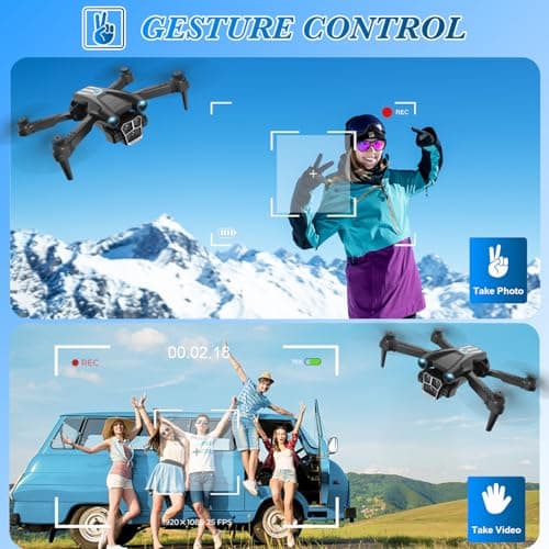 Drone with Camera 1080P HD, Mini Drone for Beginners Kids Adults, RC Quadcopter with 2 Batteries, Carrying Case, Stable Hover, Trajectory Flight, Gravity Control, One Key Take Off/Land, Black