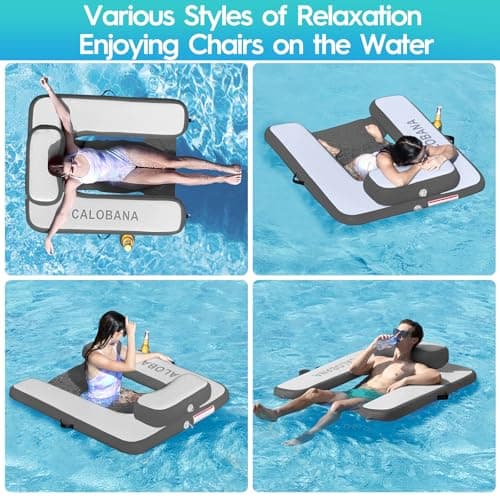CALOBANA Inflatable Floating Chair, Heavy Duty Pool Floats Adult Lounger, Portable Water Float Chair for Swimming Pool, Lake and Beach