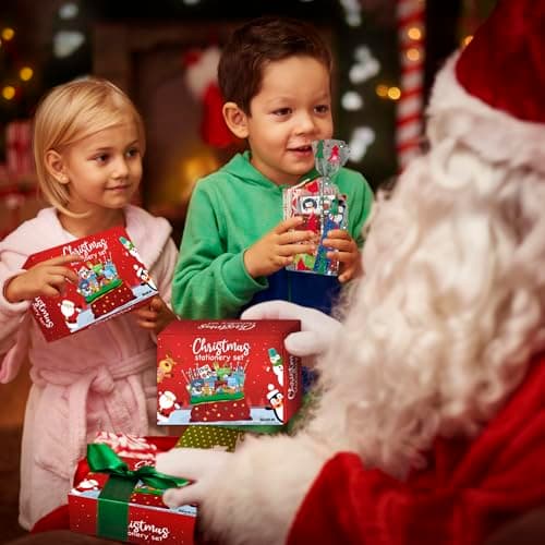 168 PCS Christmas Party Favors for Kids, 24-Pack Christmas Stationery Set for Stocking Stuffers, Christmas-Themed Classroom Gift Exchange Carnival Events Class Reward Gifts and Prizes