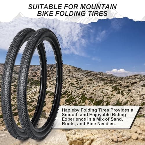 Hapleby 2PCS Premium Folding Bike Tires 26x1.95 Inch (50-559mm), Replacement Mountain Bike Tires 60 TPI Puncture-Resistant, Came with 2PCS Tire levers
