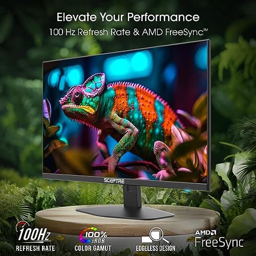 New! Sceptre 27-inch Gaming Monitor 100Hz 1ms DisplayPort HDMI x2 100% sRGB AMD FreeSync Build-in Speakers, Eye Care Frameless Machine Black 2025 (E275W-FW100T Series)