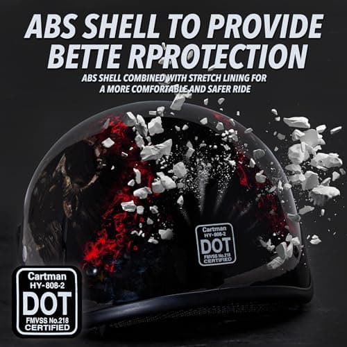 Cartman Cruiser Scooter Motorcycle Half Face Helmet, Red Skull USA Graphics, DOT Approved for Bike Scooter ATV UTV Chopper Medium