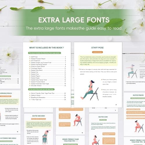 Chair Yoga for Seniors Over 60 Book & Chart – 30-Day Challenge, Gentle Seated Yoga Guide, Chair Yoga for Weight Loss & Flexibility, Senior Chair Exercises for Women & Men, 8.5x11" Book on Chair Yoga B0FPMT82TX