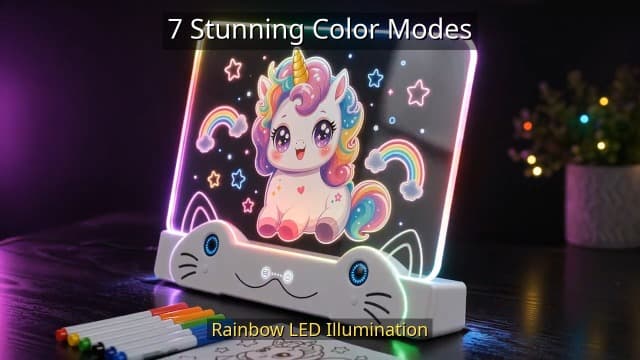 LED Drawing Board for Kids, 16" Rechargeable Glow Doodle Drawing Tablet with 13 Light Effects, Light Up Dry Erase Note Board, Birthday Gifts for Girls Boys Age 3-8, 7 Markers & Tracing Book B0H74R5T13