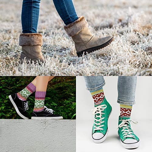 Breathable Premium Wool Blend,Stretchy Cuffs,Cozy House Socks,Outdoor Winter & Boot Socks,Gifting & White Elephant Exchanges FYC Socks for Women Winter Thick Warm Wool Socks Cozy Crew Christmas Gift B07YFLTR2L