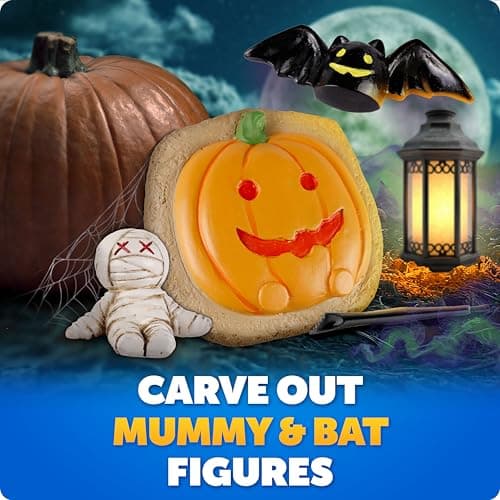 Blue Marble Halloween Dig Kit – Excavation Set with Skull & Pumpkin Dig Bricks, Includes Ghost, Mummy, Bat & Skull Figures, for Kids, Boo Basket Stuffers, Hands-On Activity