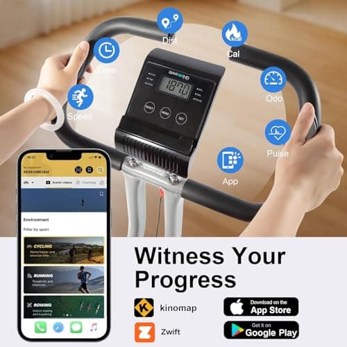 BARWING Stationary Exercise Bike for Home Workout, 5 IN 1 Foldable Indoor Cycling Bike for Seniors, 350LB Capacity, 16-Level Magnetic Resistance, Seat Backrest Adjustments