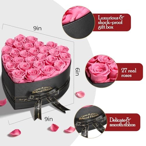 27 Preserved Flowers Rose Birthday Gifts for Women Her Mom Wife Girlfriend Grandma on Valentines Mothers Day Christmas Anniversary Romantic(Pink) B0FBRD7CBQ