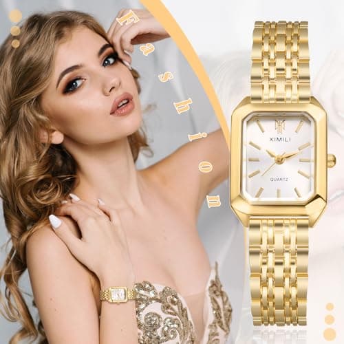 Avaner Women's Bracelet Square Watches: Gold Silver Stainless Steel Strap Analog Quartz Elegant Wrist Watches