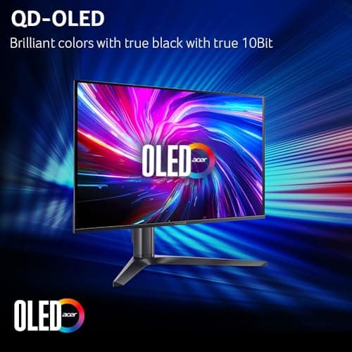 Acer Predator Gaming Monitor | 26.5" WQHD 2560x1440 QD-OLED | AMD FreeSync Premium | 240Hz | 0.03ms | Tilt, Height Adjustment, Pivot & Swivel | DCI-P3 99% | 2 x DP 1.4 & 2 x HDMI 2.1 | X27U W1bmiipprx