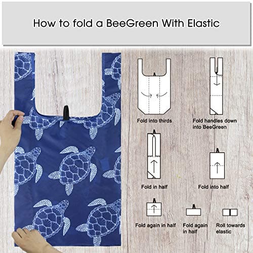BeeGreen Reusable Grocery Bags Foldable 12 Pack Large Cute Totes - Heavy Duty Washable Holiday Cloth Gifts Bag with Handles, Reusable Gift Bulk Shopping Bags for Groceries for Women Animal Lover