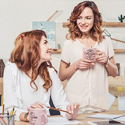 Going Away Farewell Gifts for Coworkers Female, Coworkers Birthday Office Appreciation Gift, Cup with Greeting Card, Gift Box Coworker Leaving Gifts for Women, Funny 14oz Pink Marble Gold Print Mug B0C6JT5JKV