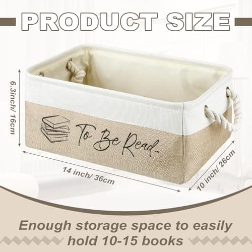Gift for Book Club Members, To Be Read Organizer, Linen Canvas Bin with Handles for Reading Accessories Bookworm Decor Marsui 1 Pcs TBR Basket Book Lover Gifts for Women Book Storage Bin Bookish B0DSPS3KRY