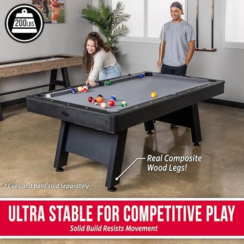GoSports 7 and 8 ft Pool Tables with Wood Finish - Gray, Black, or Green Felt - Billiards Game Room Table for Adults & Family - Accessories Not Included