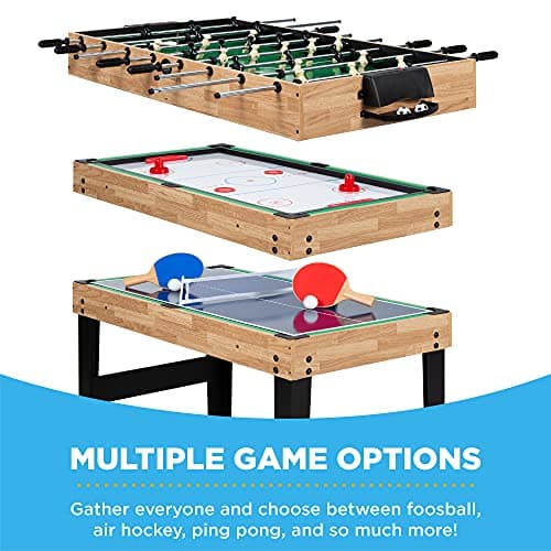 Best Choice Products 2x4ft Combo Game Table Set for Home, Game Room, Friends & Family w/Hockey, Foosball, Pool, Shuffleboard, Ping Pong, Chess, Checkers, Bowling, and Backgammon