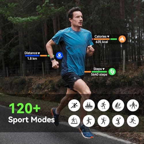 Smart Watch for Men Women, 1.85" HD Fitness Tracker with Bluetooth Calls, 5 ATM Waterproof, 130+ Sport Modes, 24/7 Heart Rate/Sleep Monitor, Pedometer, Calories, Smartwatch for iOS Android (Black)