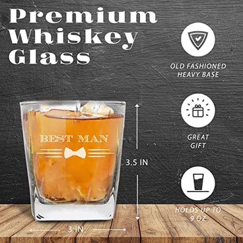 My Personal Memories Bow Tie 9 oz Whiskey Rocks Gift Glass for Groomsmen, Best Man and more (Best Man) B0BGMGY4F2