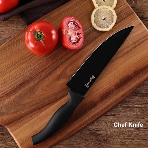ROMANTICIST Kitchen Knife Sets, 10PCS High Carbon Stainless Steel Knife Sets with Block, Black Knife Block Set, Knives Set for Kitchen with Anti-slip Handle, Exquisite Knives Set New Home Essentials B0FL25YQ5J