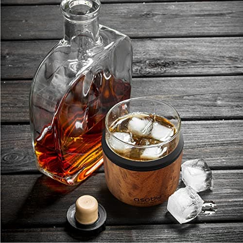 asobu Whiskey Sleeve Glass – Insulated Bourbon Tumbler with Premium Rocks Glass, BPA-Free, Double-Wall Stainless Steel, Keeps Drinks Cold Longer, 10.5oz