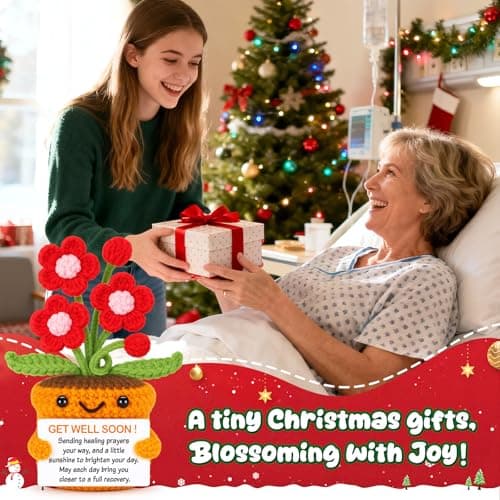 Get Well Gifts for Women After Surgery Recovery Cancer Care Feel Better Thinking of You Gift for Women Men Crochet Flowers Get Well Soon Hospital Bag Essentials Patients Comfort Cheer Up Encouragement