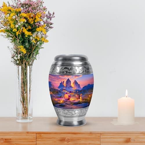 Drums Memorial Keepsake Cremation Urns for Human Ashes, Blue Burial Small Urn for Adult Male & Female Ashes, Burial Ash Holder for Mom, Remembrance Gift for Loss of Mom & Dad (3 Inch) B0FJYF53PZ