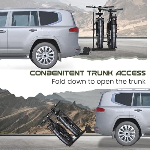 Bike Rack for Car,200lbs Capacity for 2 EBike with Anti Theft Lock Foldable Tilt Design Hitch Bike Rack,Up to 5-Inch Fat Tire for 2'' Receiver