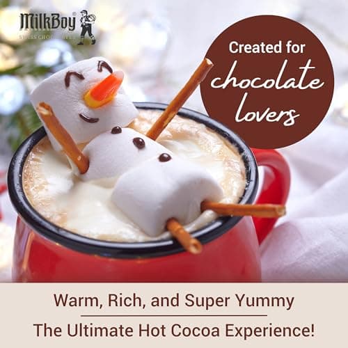 MilkBoy Dairy Free Hot Chocolate Mix - Gluten Free Swiss Cocoa Drink Powder, Vegan Hot Cocoa Mix, Gourmet Swiss Chocolate Drink, Kosher, Rainforest Alliance Certified - 12 oz Can