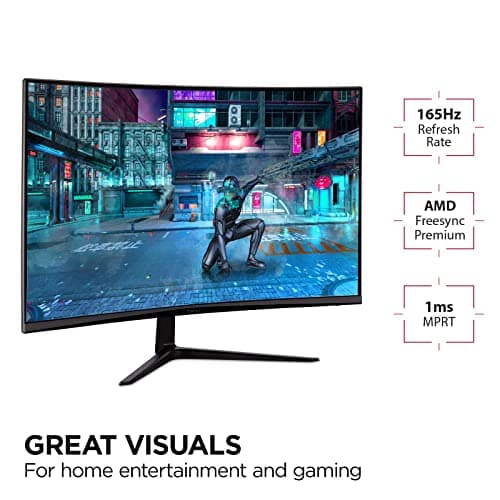 ViewSonic VX3218C-2K 32 Inch 1440p Curved Gaming Monitor, 180Hz and 1ms for Smooth Gameplay, FreeSync Premium and Eye Care Technology for Smooth Visuals, HDMI, and DisplayPort Inputs