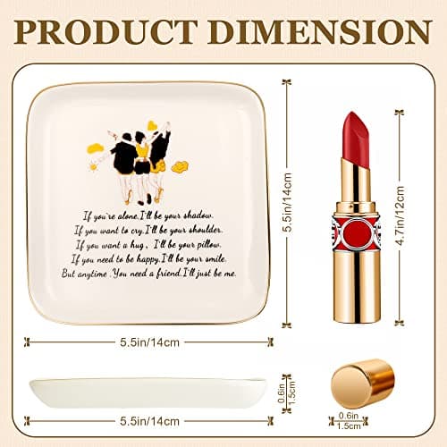 PUDDING CABIN PUDDING CABIN 3 Best Friend Birthday Gift for Women, Ring Dish - If You're Alone, I'll be Your Shadow. If You Want to Cry, I'll be Your Shoulder... Trinket Dish Gift for Female Friends Bestie Gifts