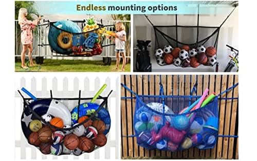 MeshTitan Heavy-Duty Pool Storage Bag - Floats & Toys Organizer with Sturdy Mesh & Anti-Sagging Support (Black)