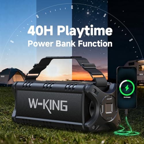 W-KING Bluetooth Speaker, 90W Max Portable Outdoor Speaker Loud, IPX6 Waterproof/50W Deep Bass Subwoofer/40H/EQ/Dual Pairing/TF/AUX, Large Boombox Speakers Bluetooth Wireless for Party/Beach/Jobside