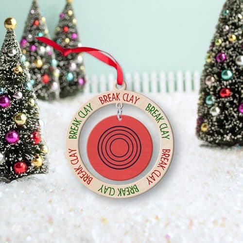 Shooting Target Shaped Christmas Ornament, Shooting Clay Ornaments, Skeet Shooter Decor, Shoot Sport Player Wooden Ornament for Xmas Tree, Keepsake Gift for Shooters Men Him Dad Brother, Break Clay