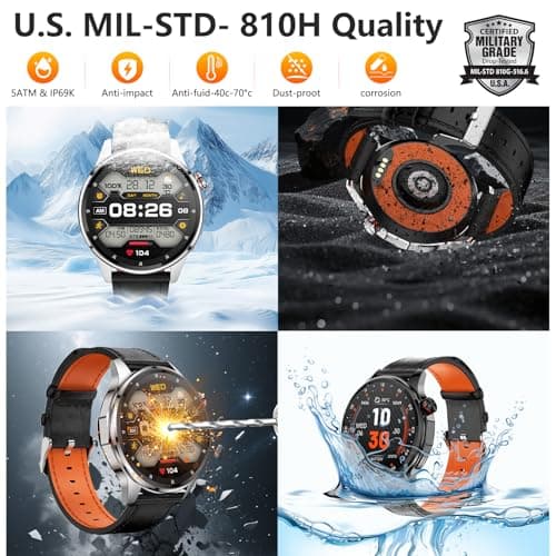 Lyaarka Smart Watches for Men,1.46" Fitness Tracker with GPS,Health Monitor,AI,Bluetooth Call/TextReply, Compass/Altitude/Barometer,100+ Sports Mode,5ATM Waterproof for Android/iPhone with 2 Straps