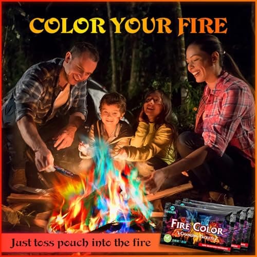 MEKER Fire Color Changing Packets - Fire Pit, Campfires, Outdoor Fireplaces, Bonfire - Magic Colorful Changing Fire - Perfect Fire Camping Accessories for Kids & Adults (12 Pack) B0C9THKCWY