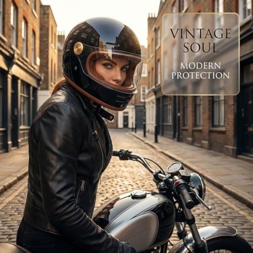 Retro Motorcycle Helmet for Adults?Vintage Full Face Helmet with Ventilation System, Waterproof Design for Motorcycle Riding
