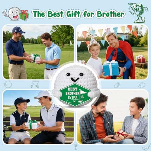 Funny Crochet Golf Ball Gifts for Big Little Bro from Sister Brother Stocking Stuffers Fathers Day, Best Brother by Par Gifts for Brother Christmas from Sister - Birthday Brother Gifts B0GRTVK4D3
