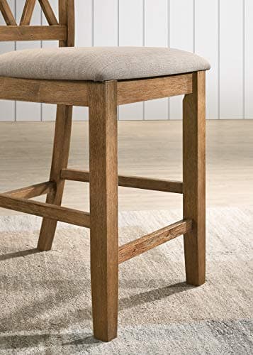 Windvale Fabric Upholstered Counter Height Dining Chairs, Set of 2, Cottage Oak