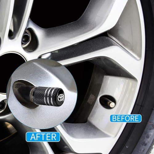 Tire Valve Stem Cap Cover for Toyota Belt O-Ring Seal Corrosion Resistant tire Valve caps 4 Pack Black