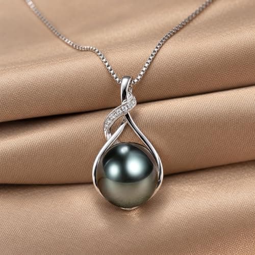 Gifts for Women Wife-Tahitian-Black-Pearl-Necklace-Gift for Wife Wedding Birthday Anniversary Jewelry-Mom Girlfriend Her Mothers Day Gifts for Mom Women Valentines Christmas Day