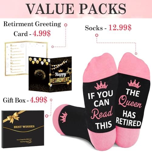 Juesly Retirement Gifts for Women, Funny Socks Retirement Gifts for Woman Box Ready for Present B0F128HDDQ