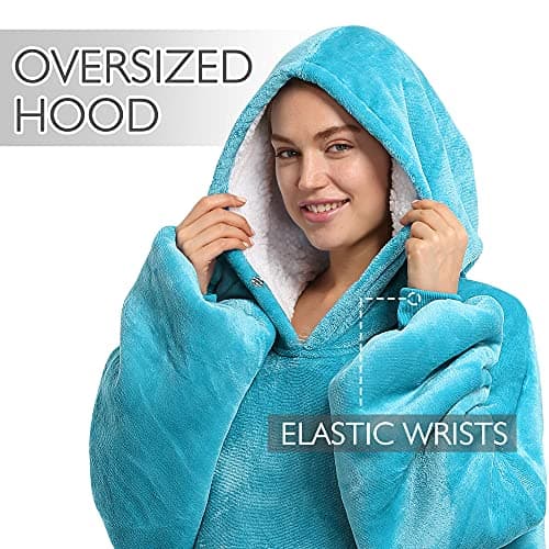 Catalonia Oversized Blanket Hoodie Sweatshirt, Wearable Sherpa Lounging Pullover for Adults Women Men
