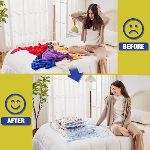 HIBAG Travel Vacuum Bags with Electric Pump for Luggage and Suitcase, Vacuum Seal Compression Packing Bags for Clothes Clothing, Combo 12 Pack