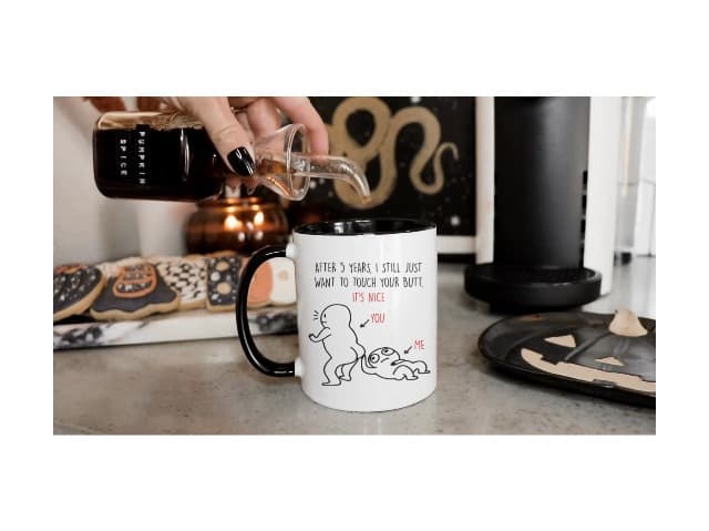 YouNique Designs 5 Year Anniversary Mug, 11 Ounces, Funny 5th Wedding Jubileee Coffee Cup for Her and Him, Fifth Year, 5th Wedding