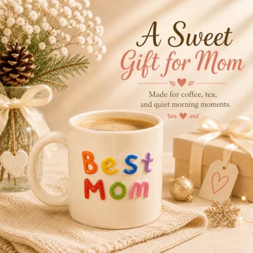 Colorful 3D Lettering Comfortable Handle Birthday Gifts for Mom Birthday Gifts Happy Birthday Mom Gifts For Mom,Mom Gifts,Mom Birthday Gifts,Mothers Day Gifts-Best Mom Mug B0H9YK5B49