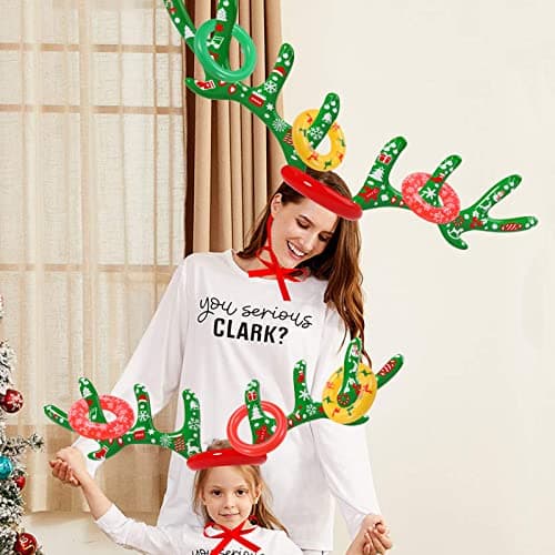 Christmas Games Decorations, Inflatable Reindeer Antler Ring Toss Game, Stocking Stuffers for Men Women Kids Teens Adults, Christmas Party Games Fun Xmas Gifts Carnival Holiday Family