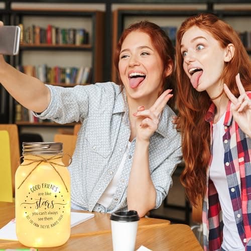 Maracco Christmas Best Friends Gifts for Women, Mason Jar Night Lights for Friend, BFF, Coworker, Friendship Gifts Friends Birthday Gifts for Women