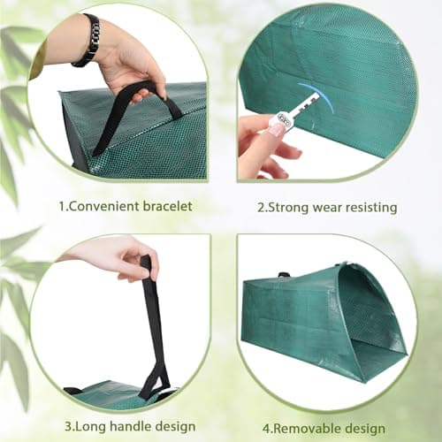 Leaf collector leaf scoop,Foldable yard waste bag,Extra large lawn bags leaf bags,Heavy leaf pick up tools leaf loader,Reusable yard garden bags for leaves lawn trash (200L)