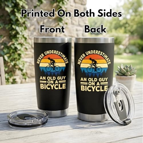 Gifts for Bikers - Cycling Tumbler 20oz - Cool Gifts for Cyclists Riders Triathlete Bicycle Lover, Fathers Day Mother Days Christmas Birthday Cycling Mug Bicycle Coffee Cup B0GSPZFS4R